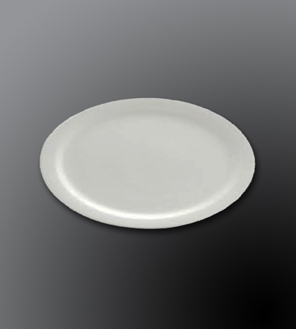 Narrow Rim Porcelain Dinnerware Alpine White Oval Platter 9.5"L